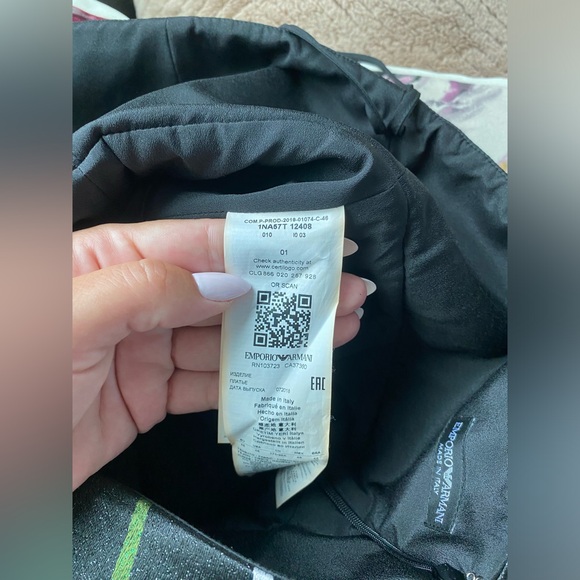 Emporio Armani Draped Metallic Striped Strapless Dress - Picture 10 of 15